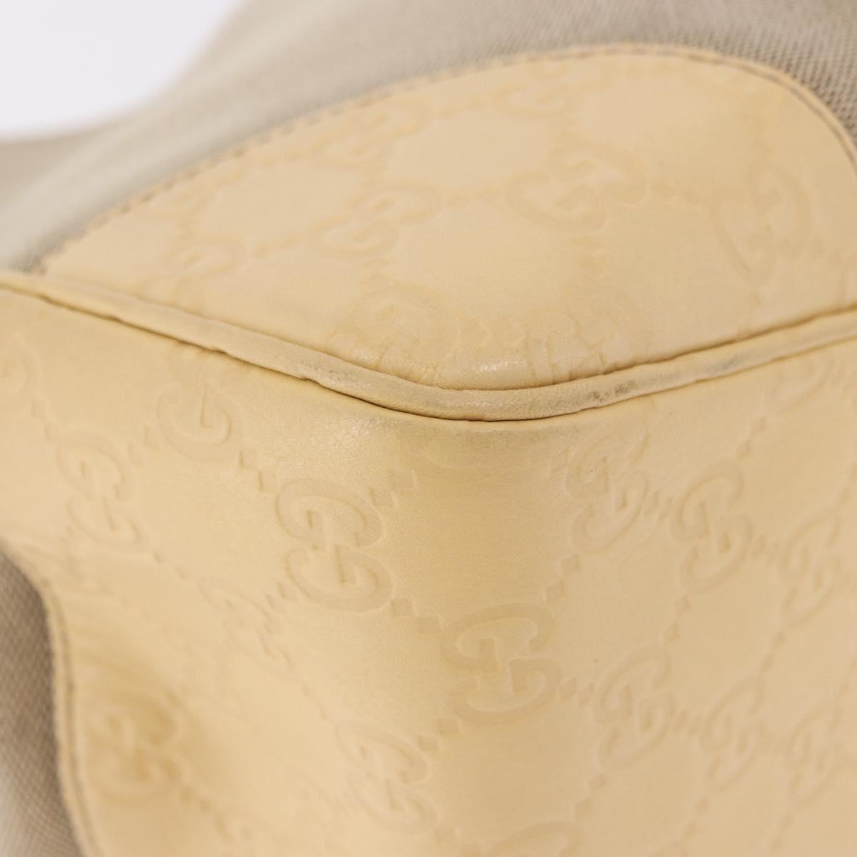 GUCCI GG Canvas Guccissima Hand Bag Leather Beige Gold 257268 Auth bs36083A