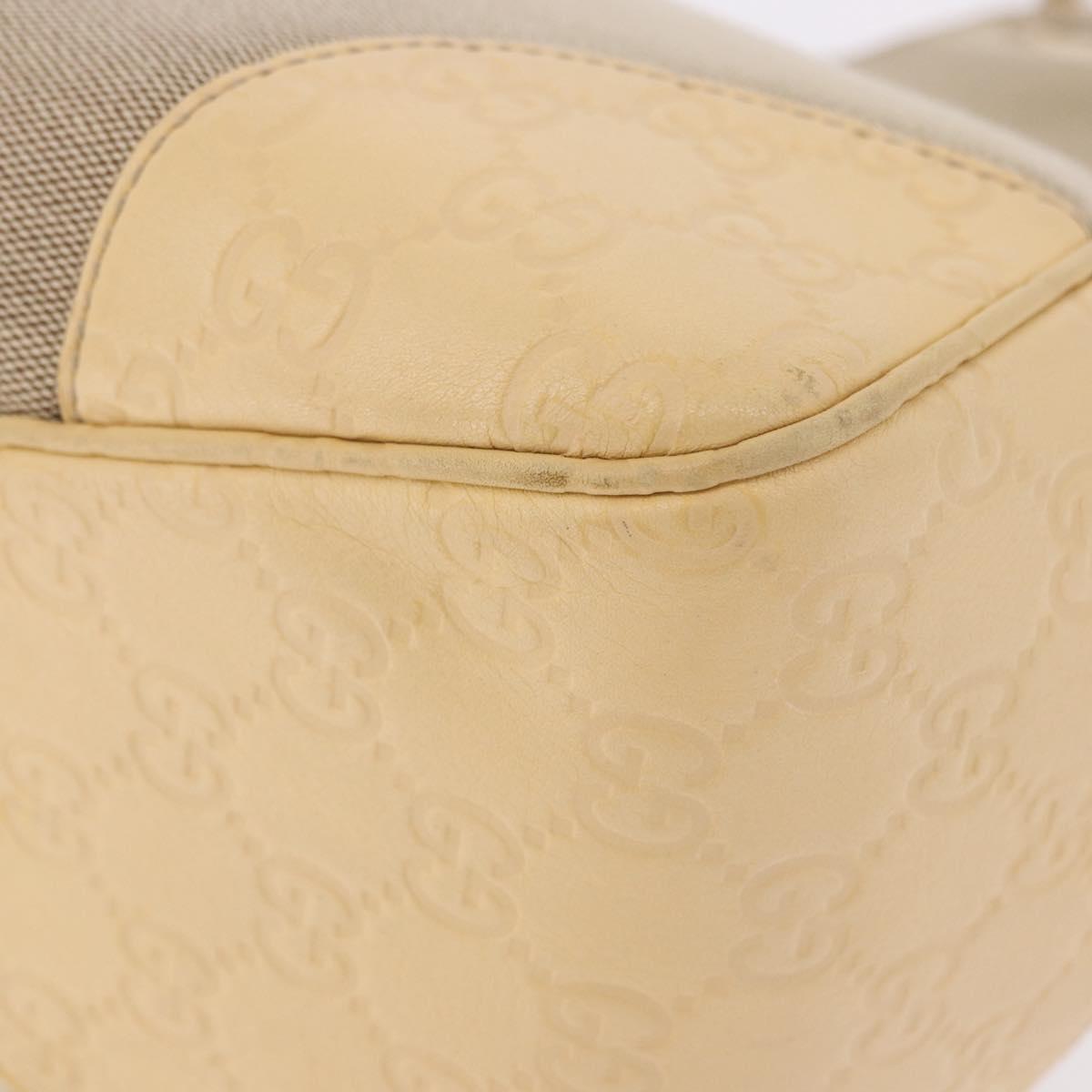 GUCCI GG Canvas Guccissima Hand Bag Leather Beige Gold 257268 Auth bs36083A