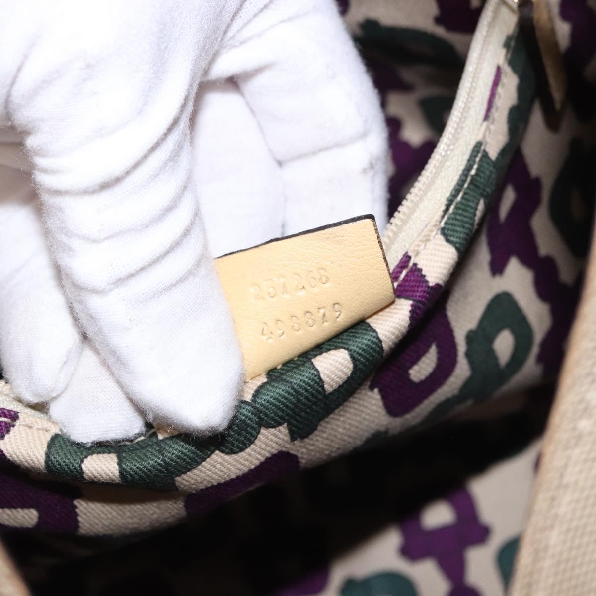 GUCCI GG Canvas Guccissima Hand Bag Leather Beige Gold 257268 Auth bs36083A