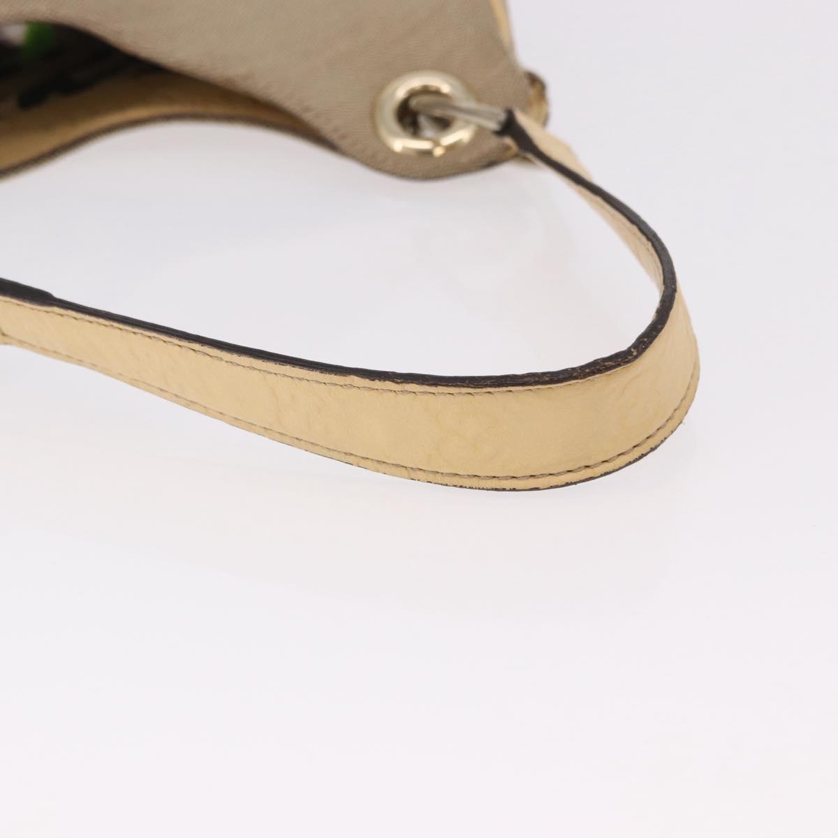 GUCCI GG Canvas Guccissima Hand Bag Leather Beige Gold 257268 Auth bs36083A