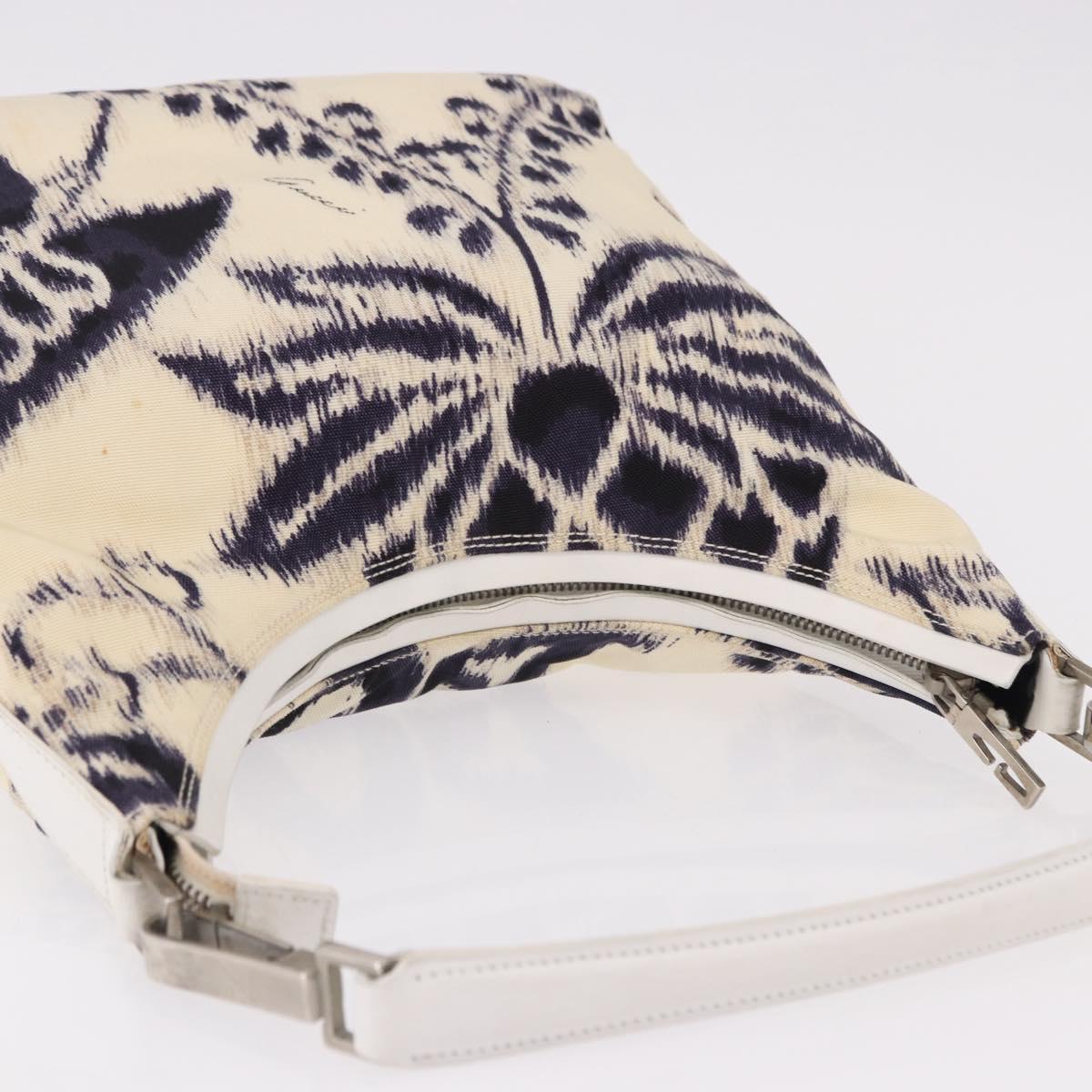 GUCCI Hand Bag Canvas White Silver Auth bs36084