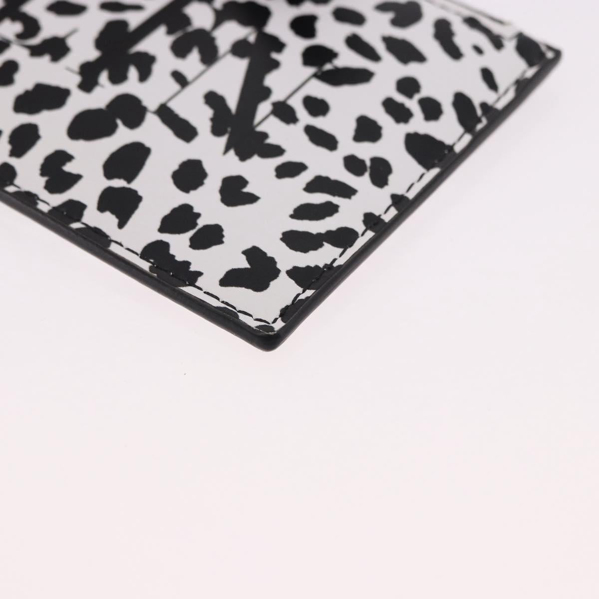 VALENTINO Card Case Leather White Silver Auth bs36085V