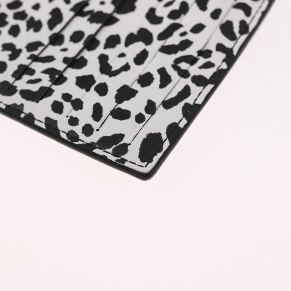 VALENTINO Card Case Leather White Silver Auth bs36085V
