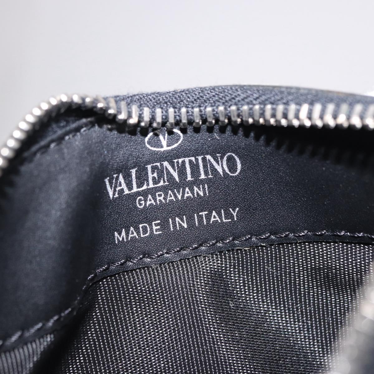 VALENTINO Card Case Leather White Silver Auth bs36085V