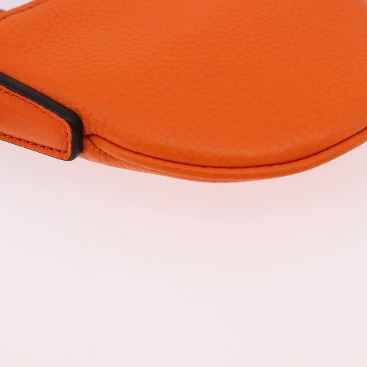 GUCCI Shoulder Pouch Web Sherry Line Leather Orange Silver 821831 Auth bs36086M