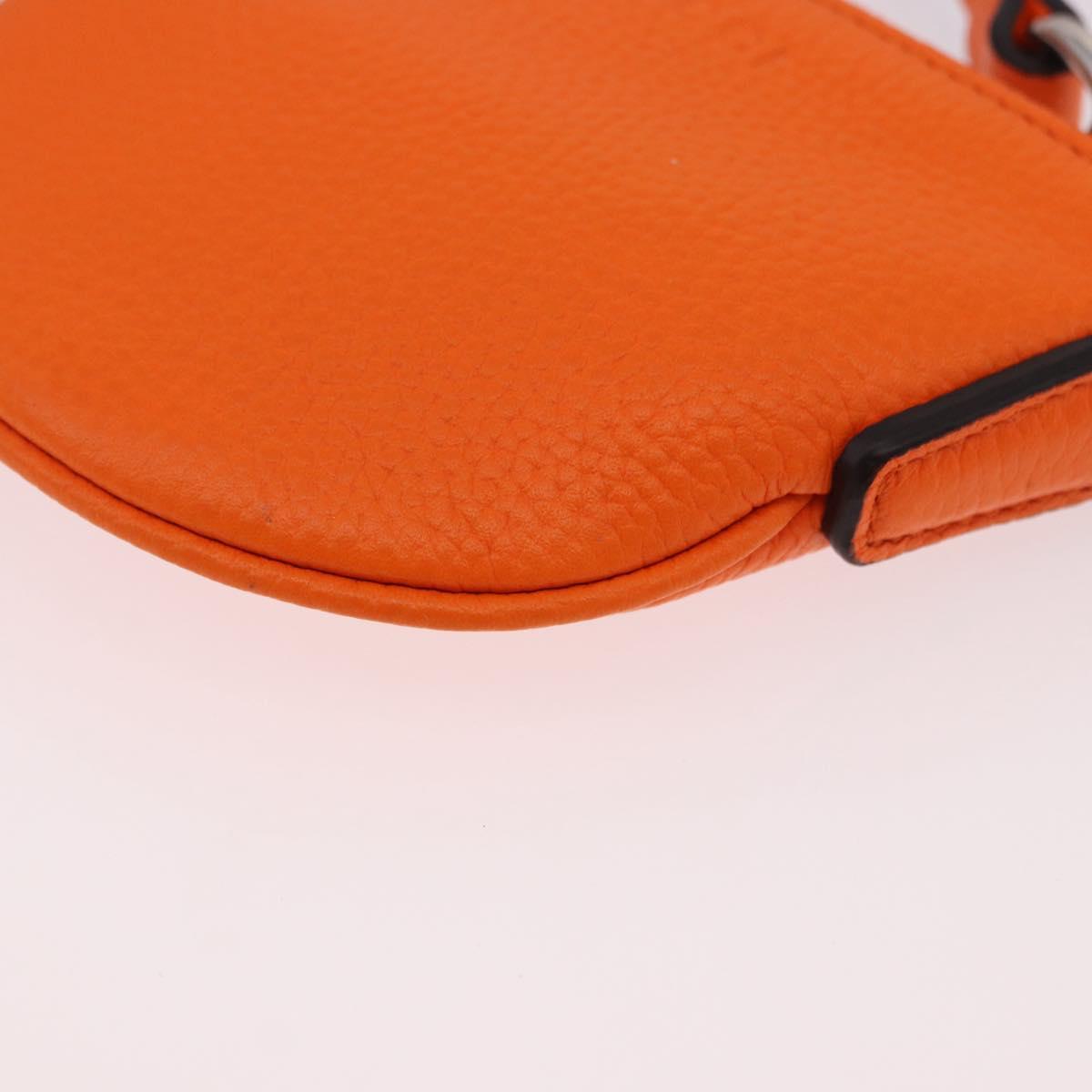 GUCCI Shoulder Pouch Web Sherry Line Leather Orange Silver 821831 Auth bs36086M