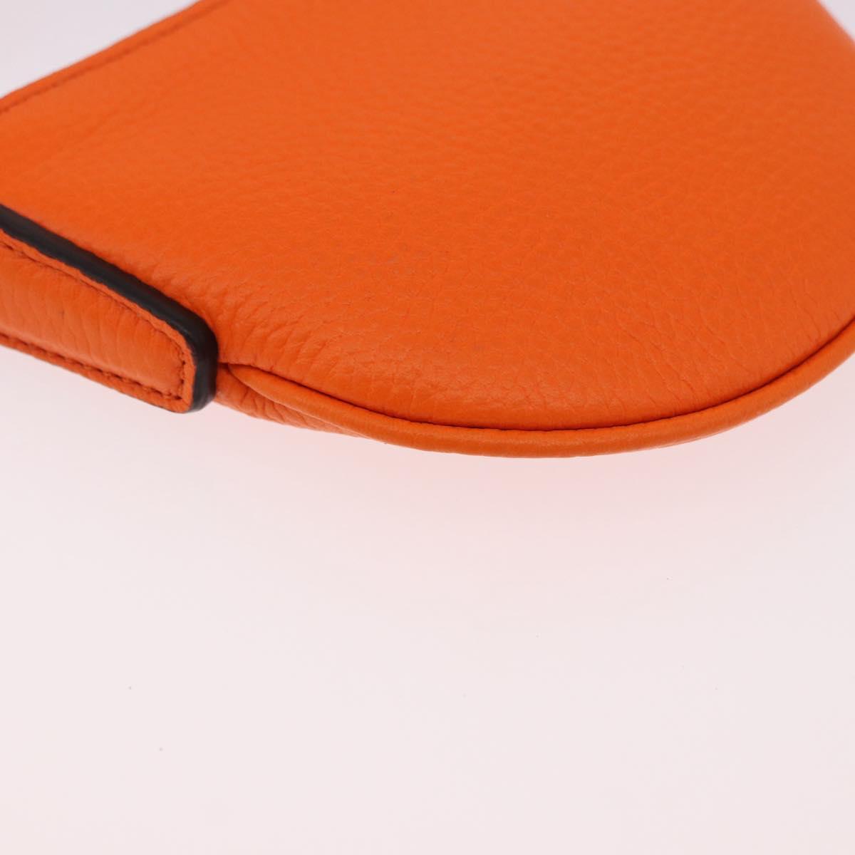 GUCCI Shoulder Pouch Web Sherry Line Leather Orange Silver 821831 Auth bs36086M