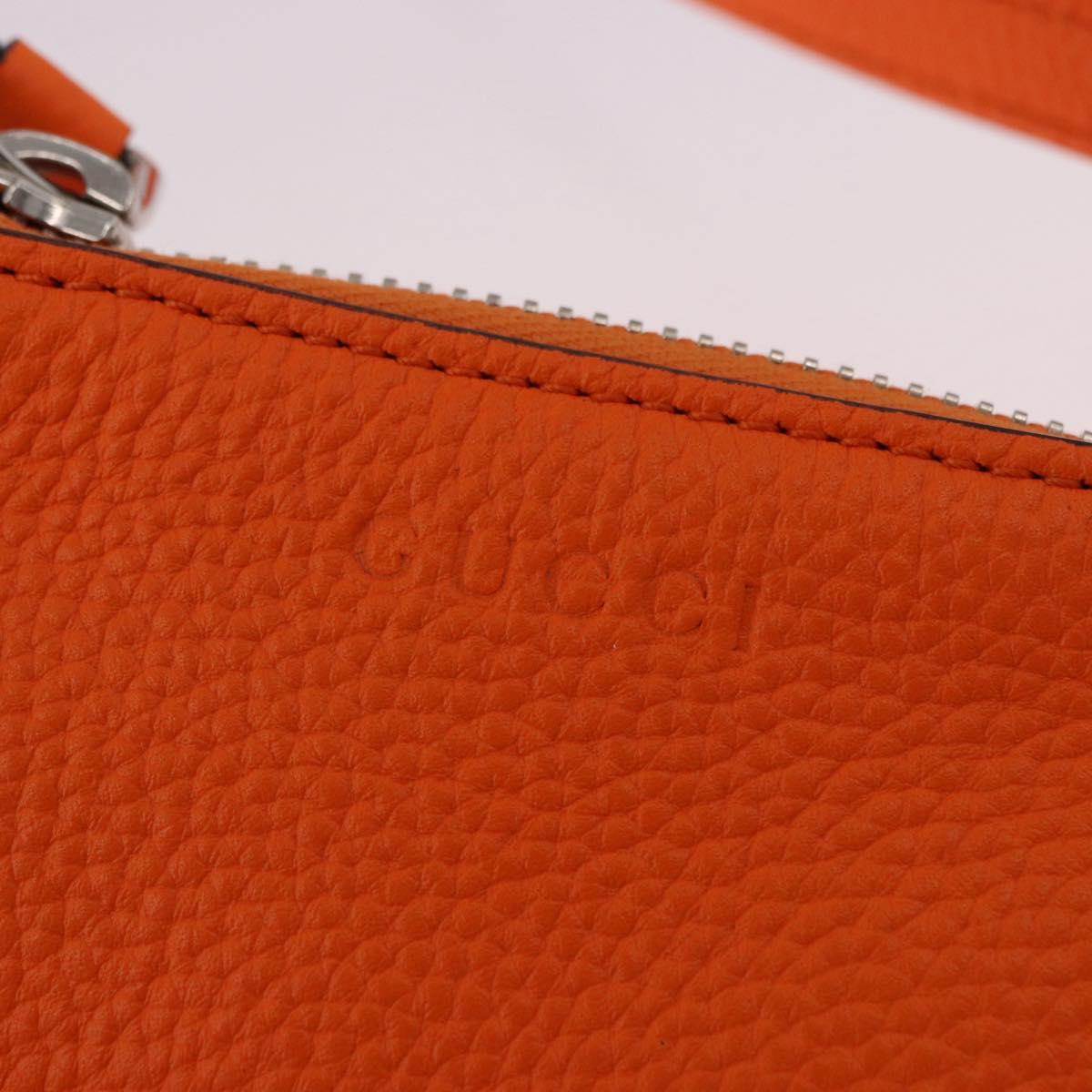 GUCCI Shoulder Pouch Web Sherry Line Leather Orange Silver 821831 Auth bs36086M