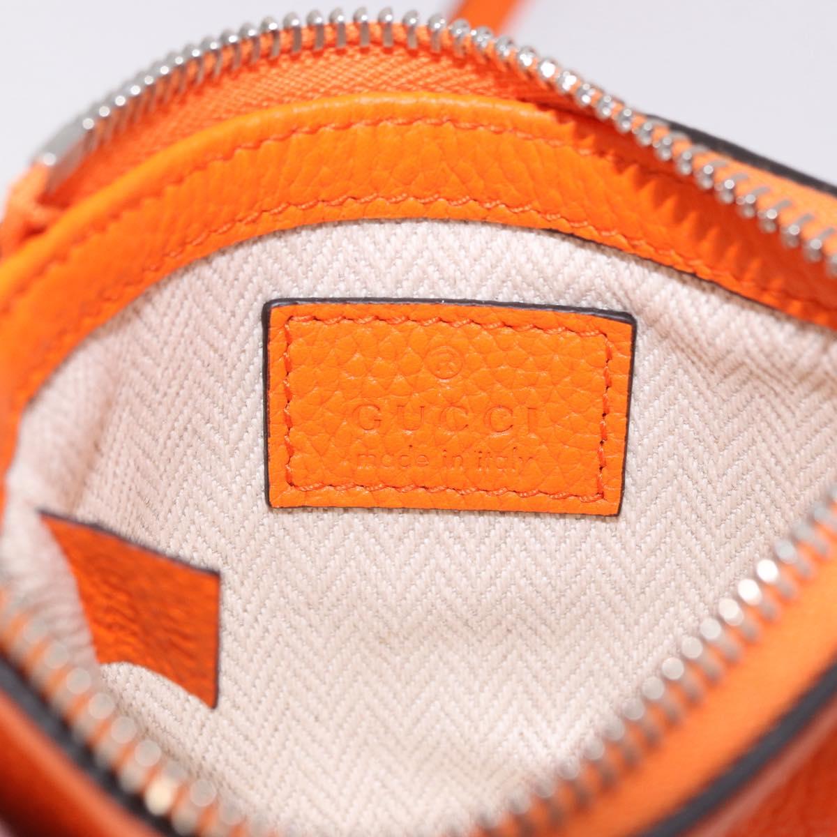 GUCCI Shoulder Pouch Web Sherry Line Leather Orange Silver 821831 Auth bs36086M