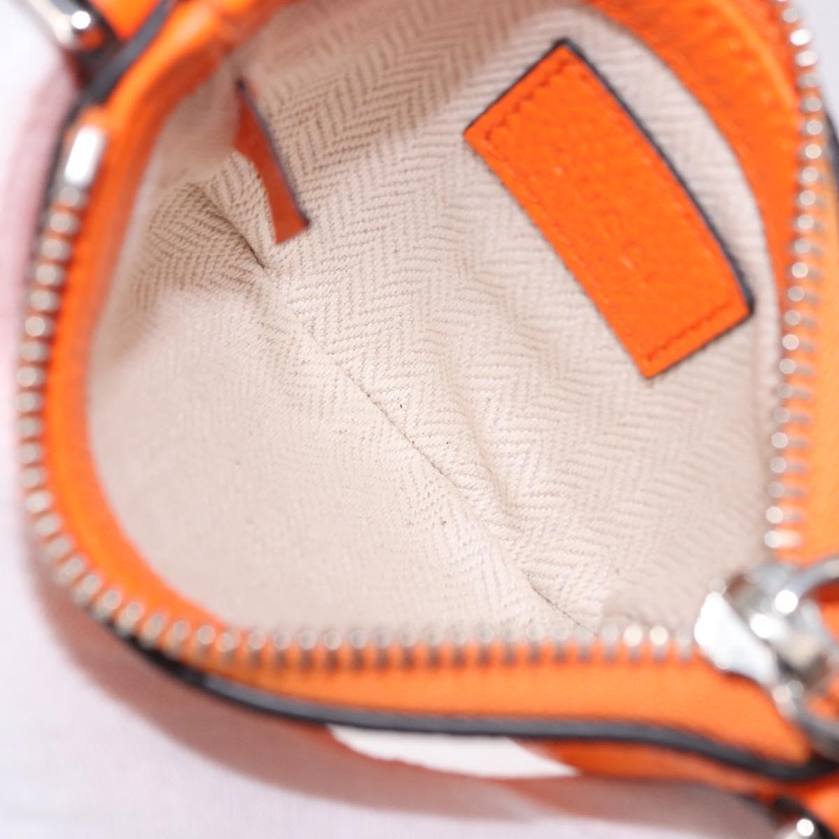 GUCCI Shoulder Pouch Web Sherry Line Leather Orange Silver 821831 Auth bs36086M