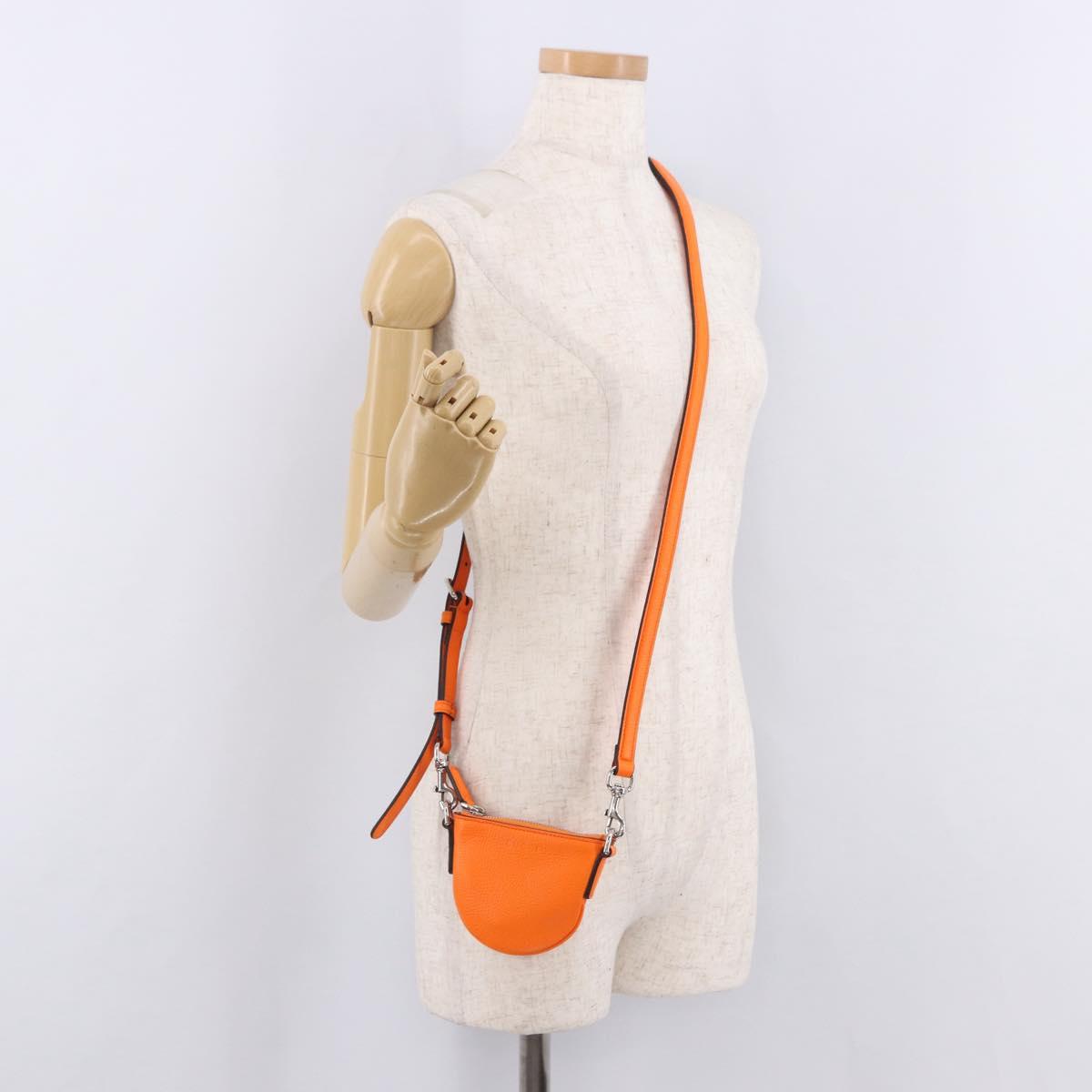 GUCCI Shoulder Pouch Web Sherry Line Leather Orange Silver 821831 Auth bs36086M