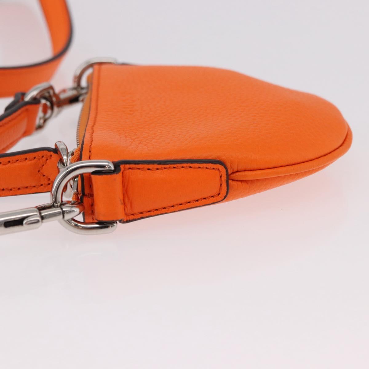 GUCCI Shoulder Pouch Web Sherry Line Leather Orange Silver 821831 Auth bs36086M