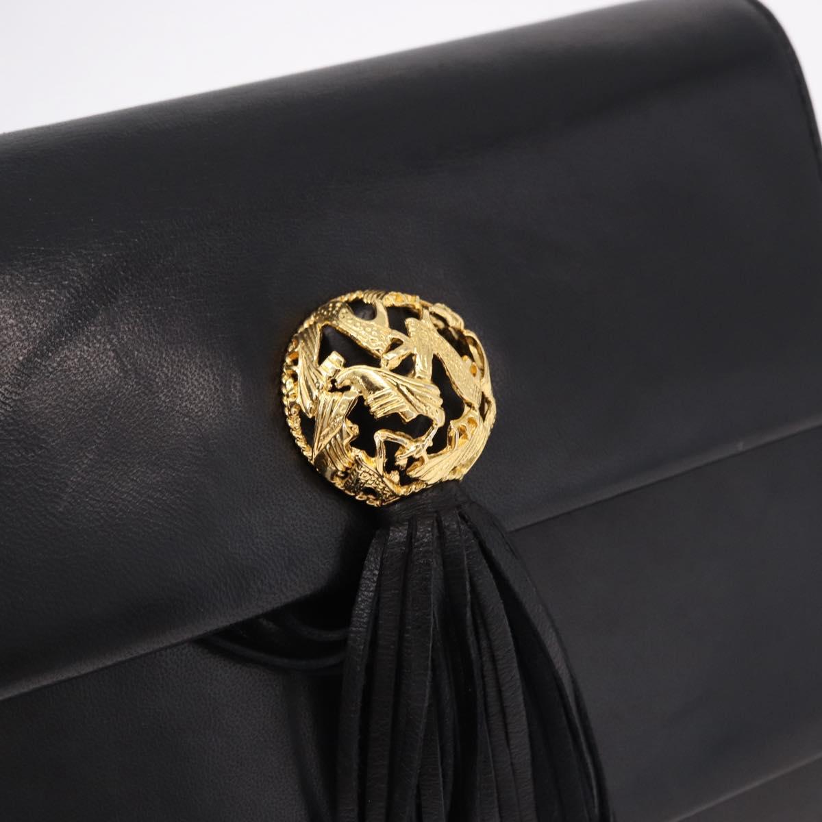Salvatore Ferragamo Shoulder Bag Leather Black Gold Auth bs36087