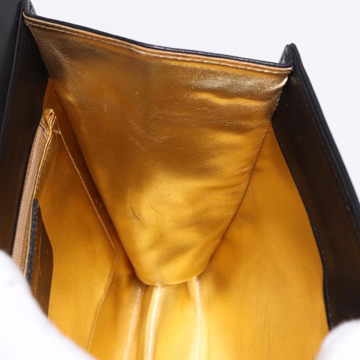 Salvatore Ferragamo Shoulder Bag Leather Black Gold Auth bs36087