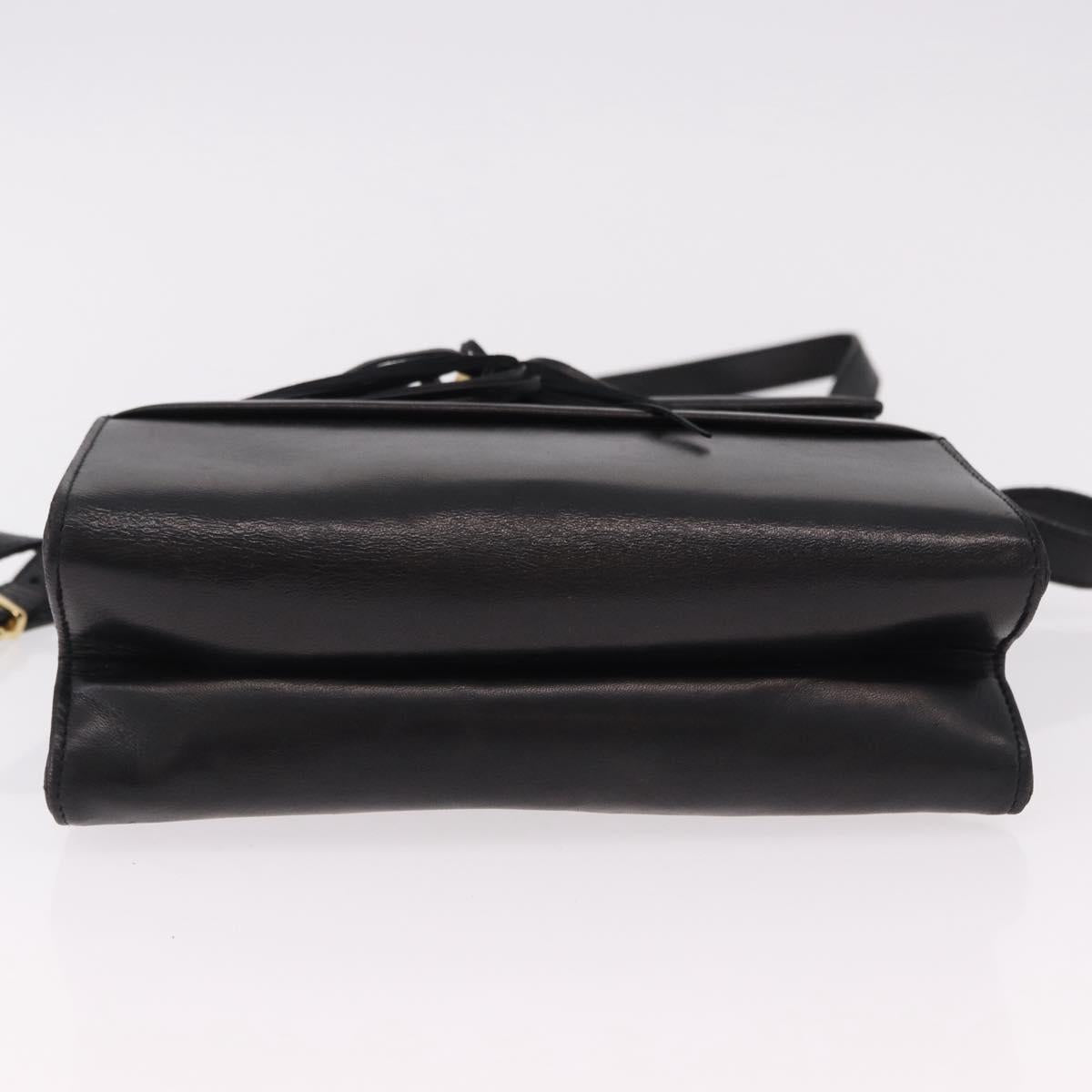 Salvatore Ferragamo Shoulder Bag Leather Black Gold Auth bs36087