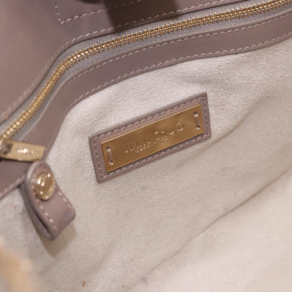 Jimmy Choo Riley Small Star Studs Hand Bag Leather Gray Gold Auth bs36088