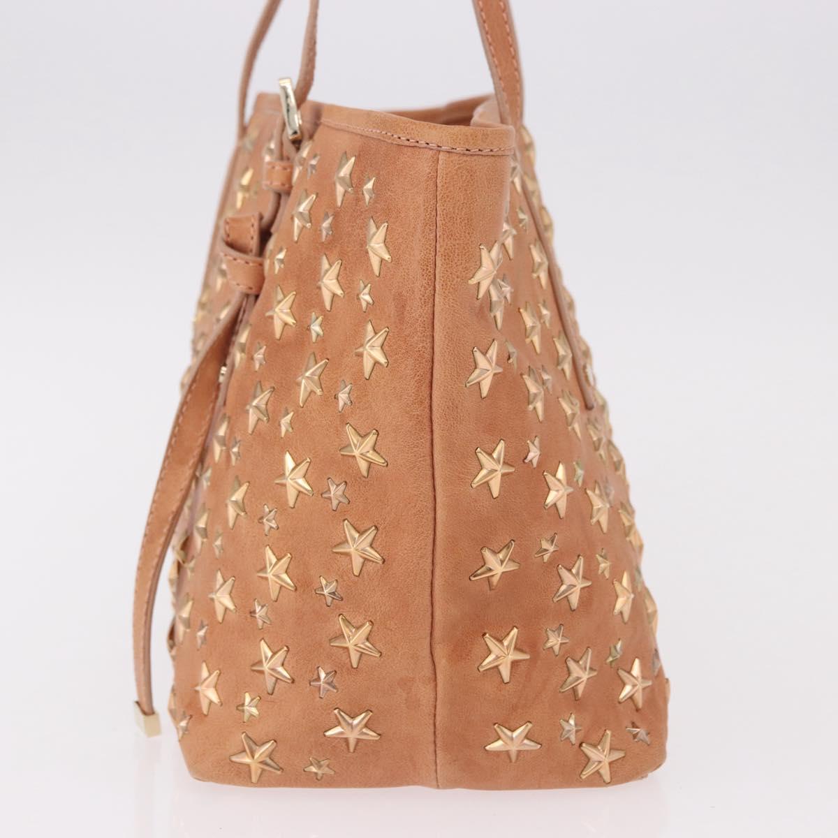 Jimmy Choo Star Studs Hand Bag Leather Pink Gold Auth bs36089