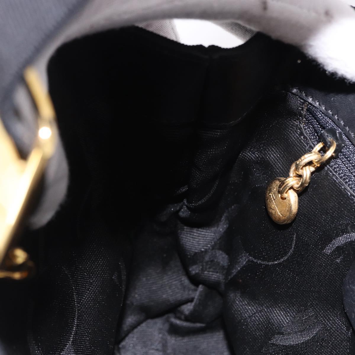 Salvatore Ferragamo Hand Bag Canvas Black Gold Auth bs36090A