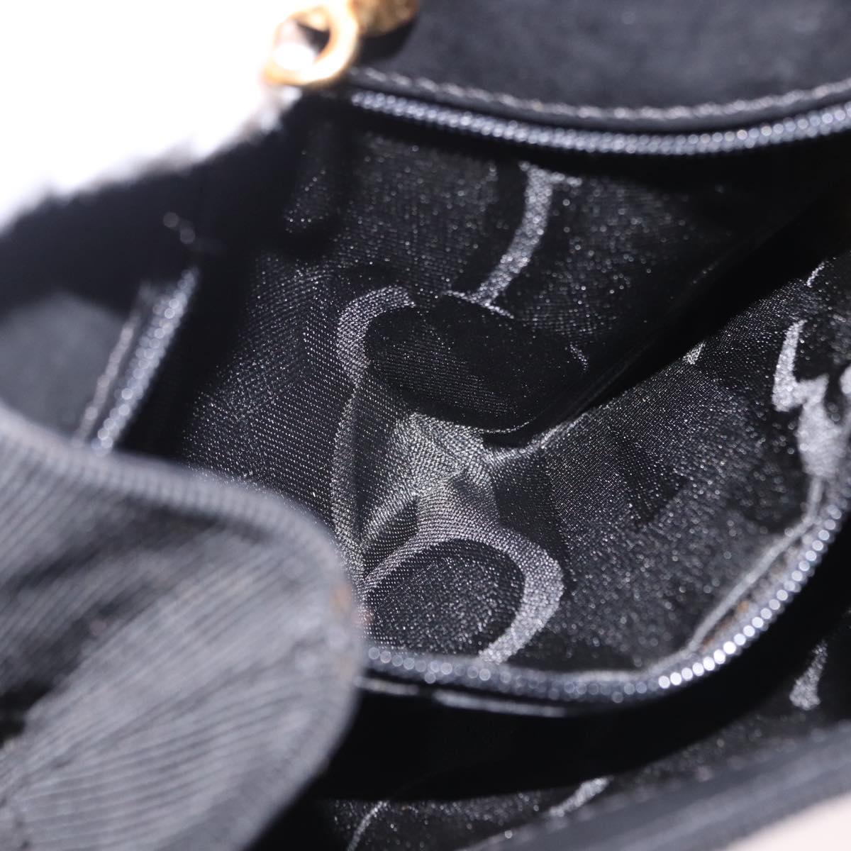 Salvatore Ferragamo Hand Bag Canvas Black Gold Auth bs36090A