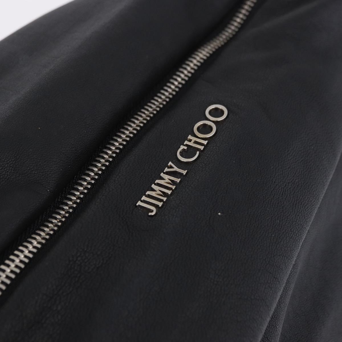 Jimmy Choo Shoulder Bag Leather Black Silver Auth bs36091A