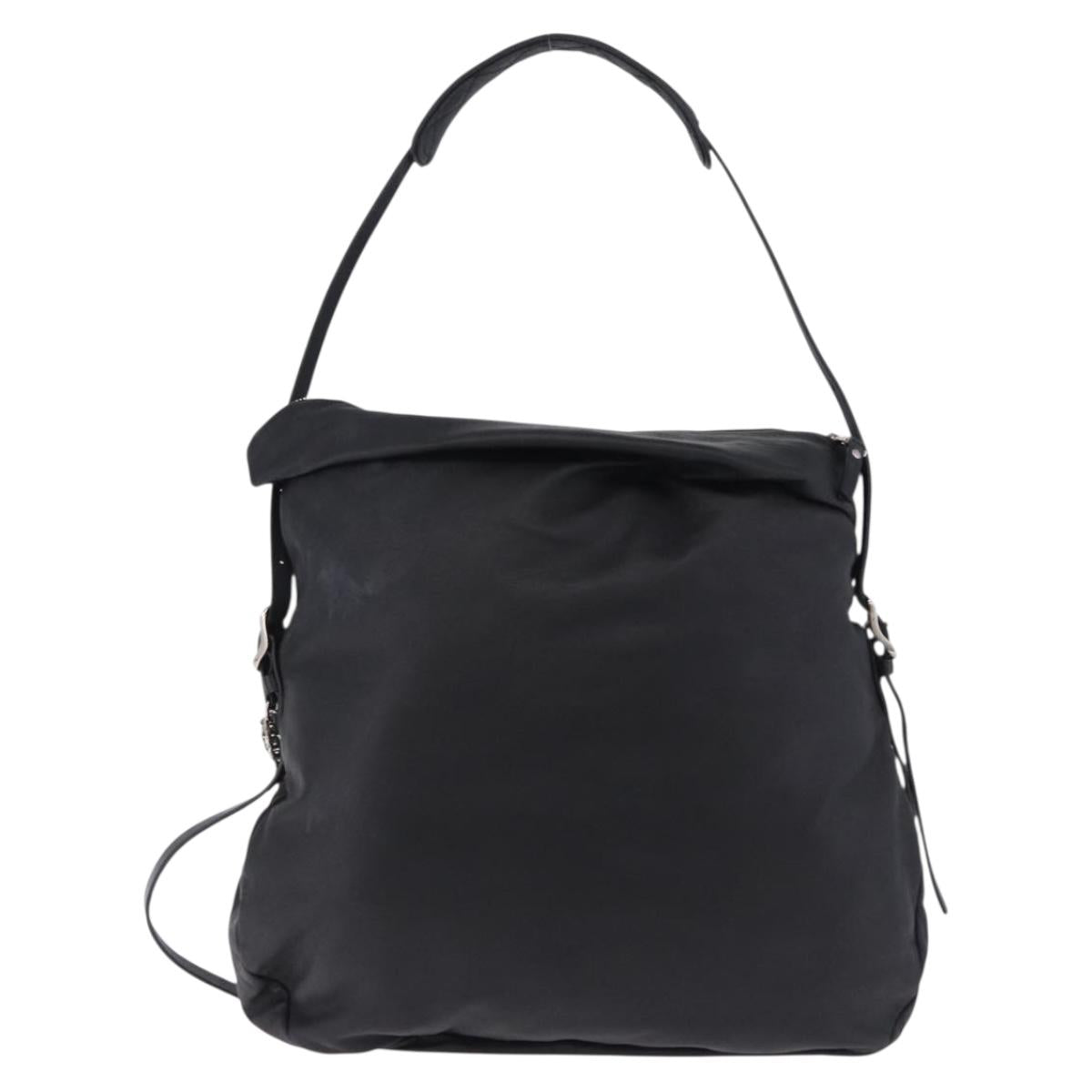 Jimmy Choo Shoulder Bag Leather Black Silver Auth bs36091A