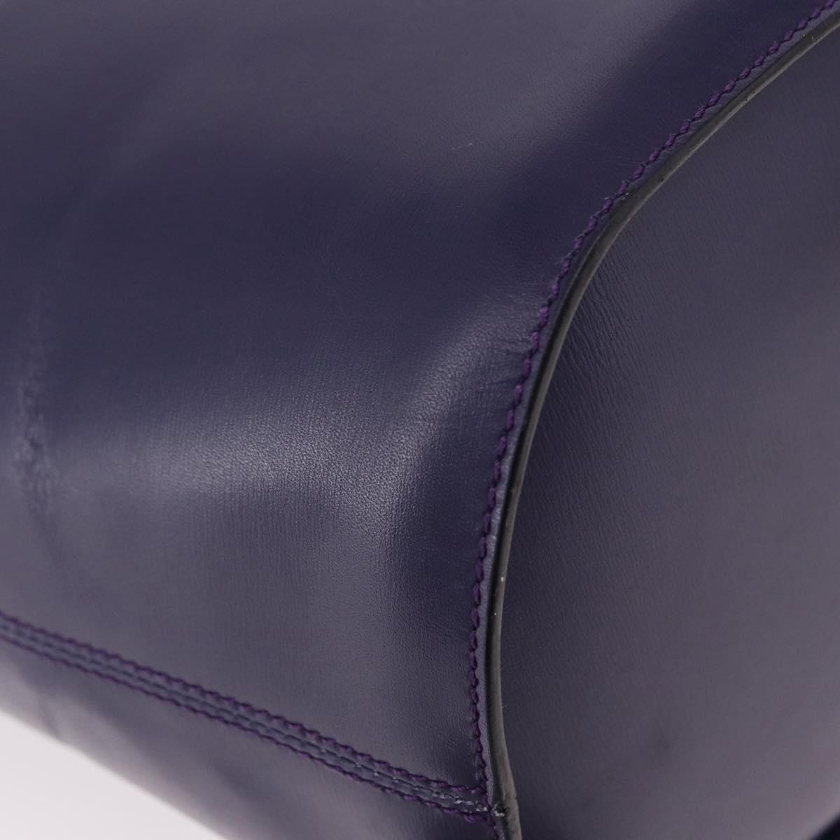 CELINE Circle Shoulder Bag Leather Purple Gold Auth bs36092A