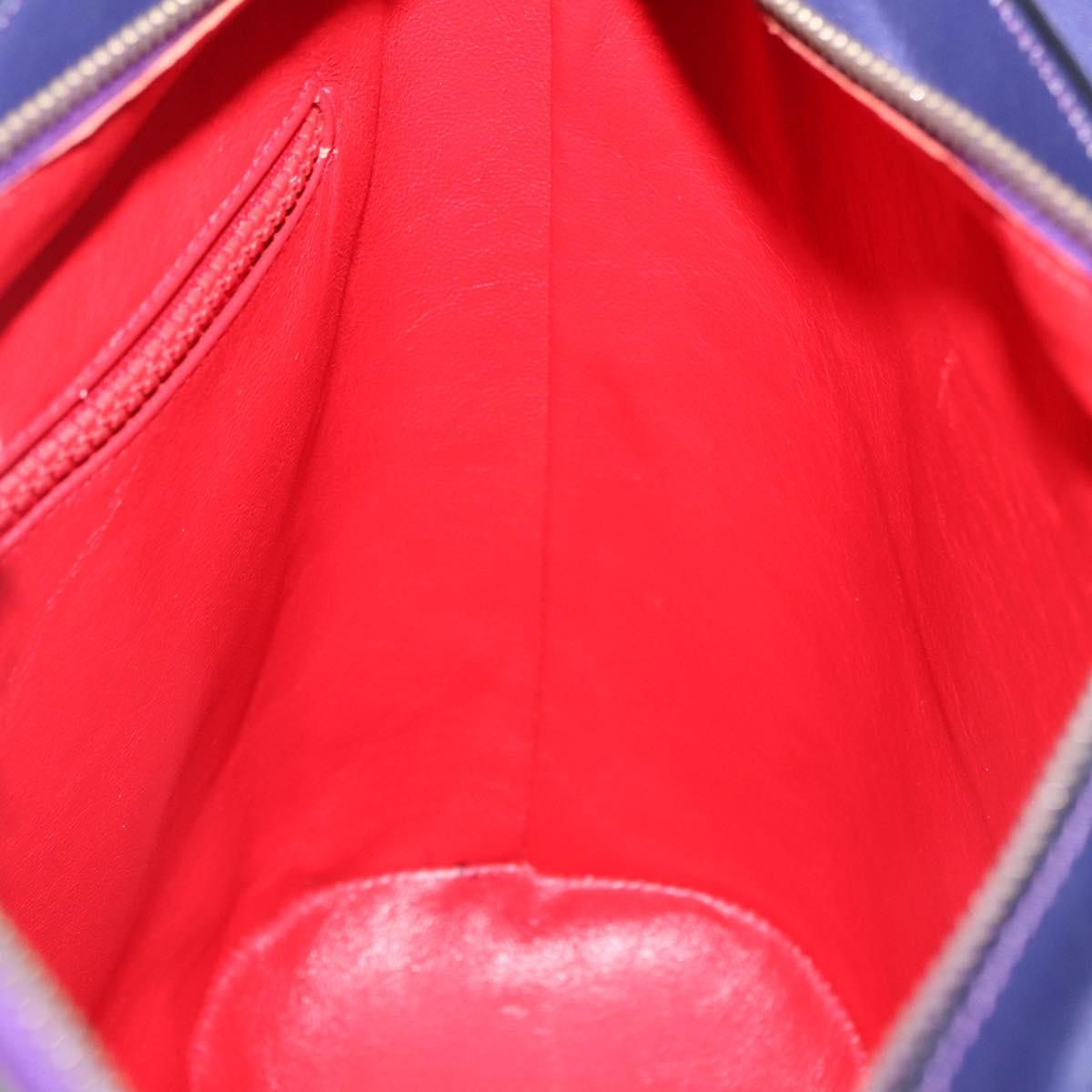 CELINE Circle Shoulder Bag Leather Purple Gold Auth bs36092A