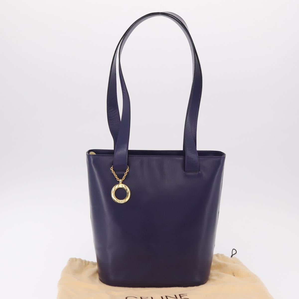 CELINE Circle Shoulder Bag Leather Purple Gold Auth bs36092A