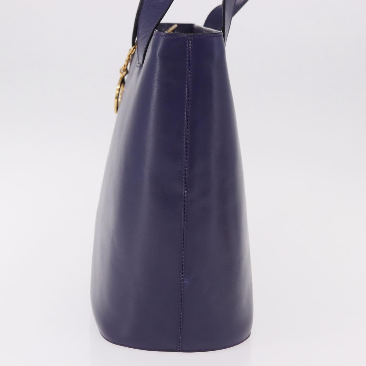 CELINE Circle Shoulder Bag Leather Purple Gold Auth bs36092A