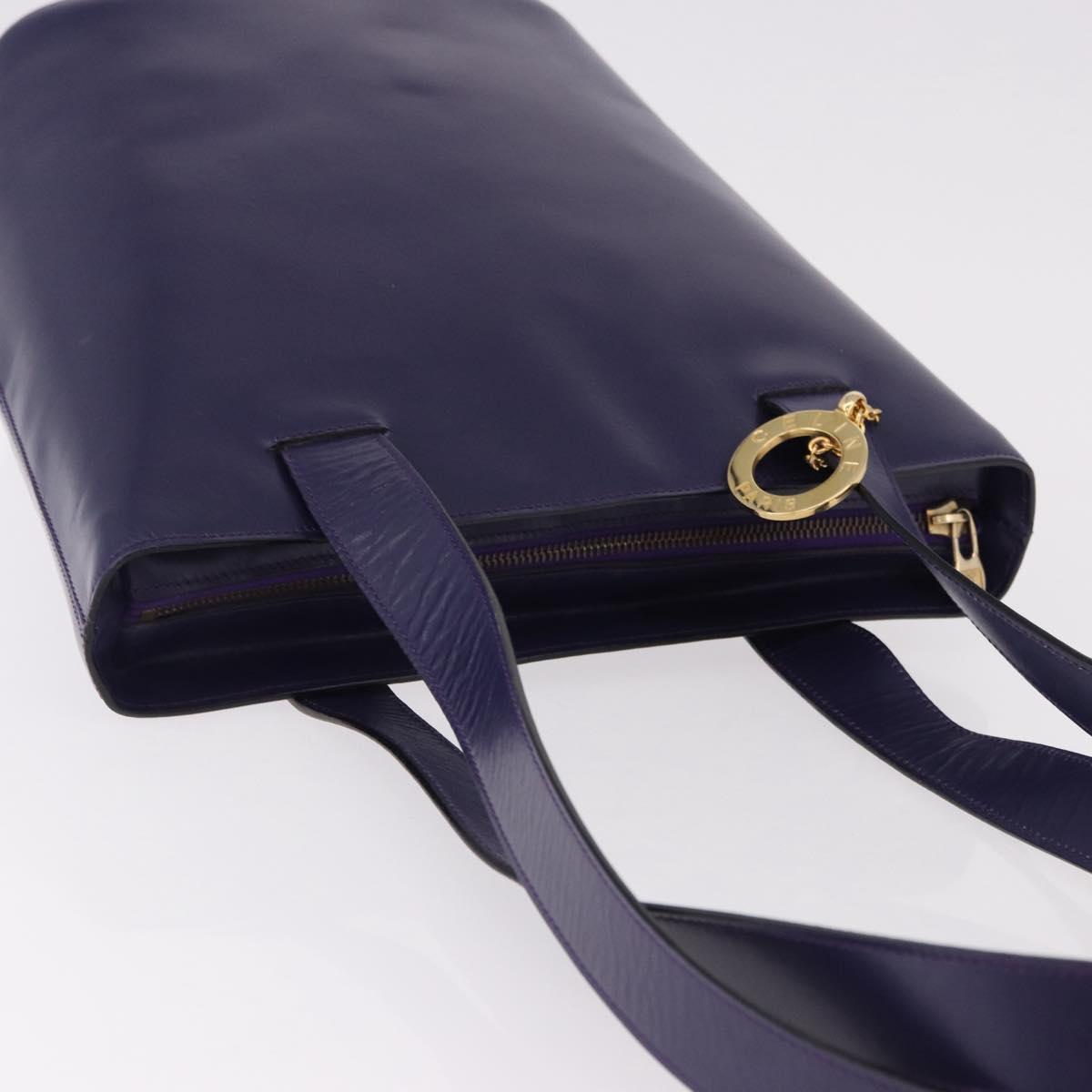 CELINE Circle Shoulder Bag Leather Purple Gold Auth bs36092A