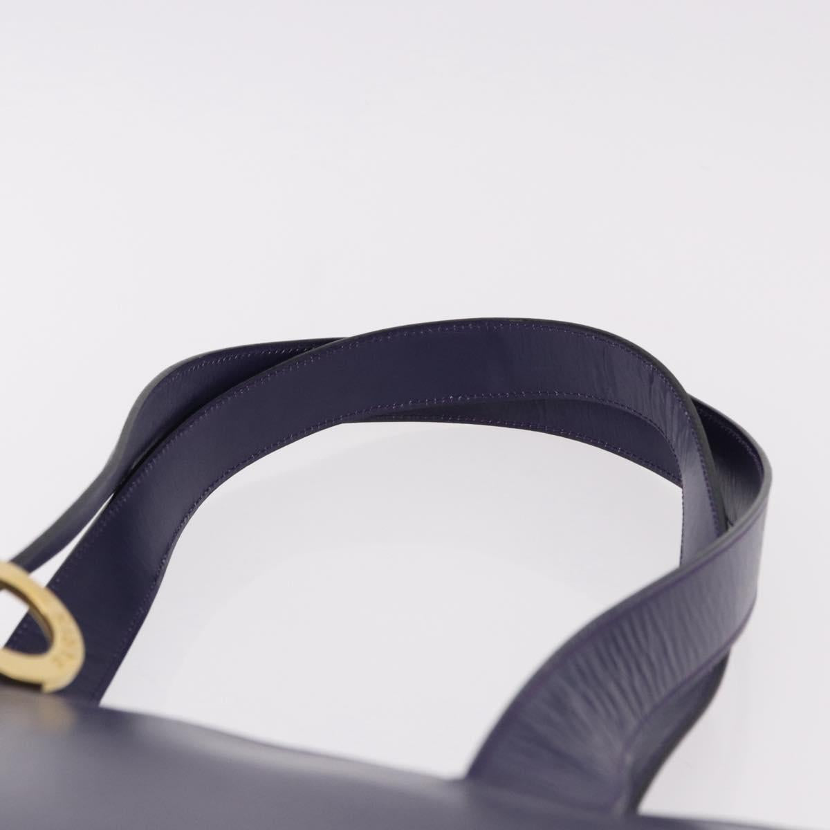 CELINE Circle Shoulder Bag Leather Purple Gold Auth bs36092A