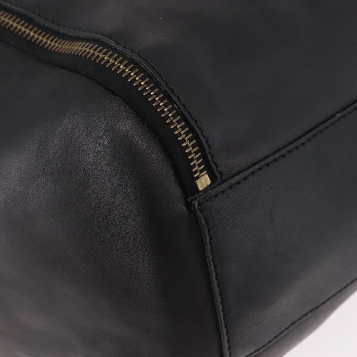 CELINE Hand Bag Leather Black Gold Auth bs36094V