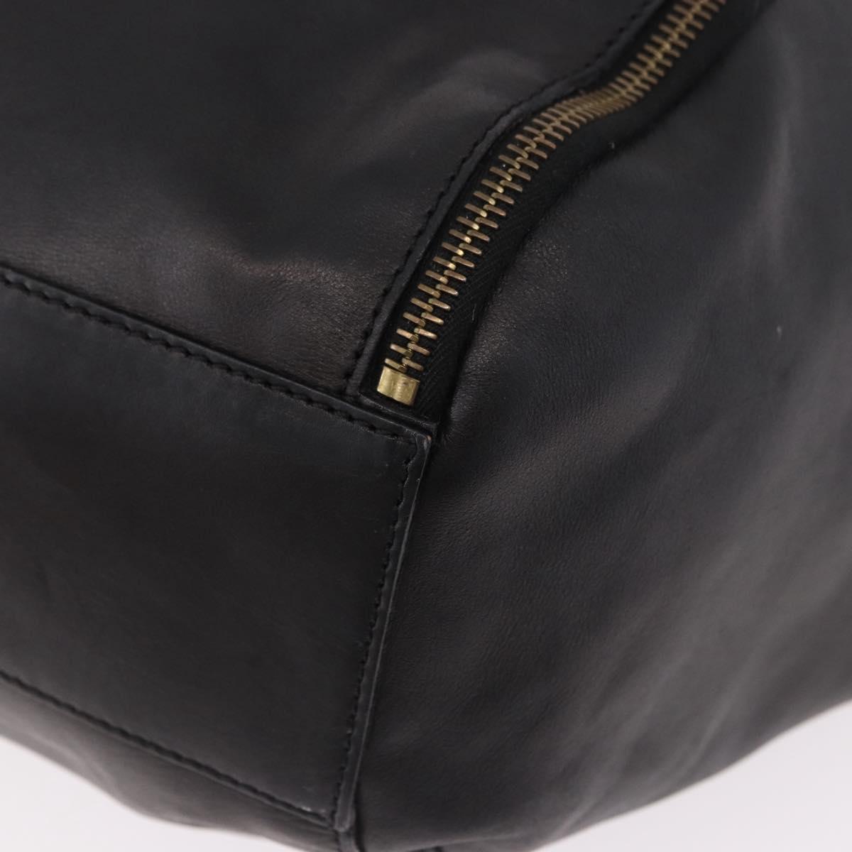 CELINE Hand Bag Leather Black Gold Auth bs36094V