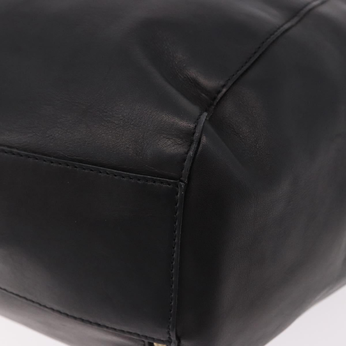 CELINE Hand Bag Leather Black Gold Auth bs36094V