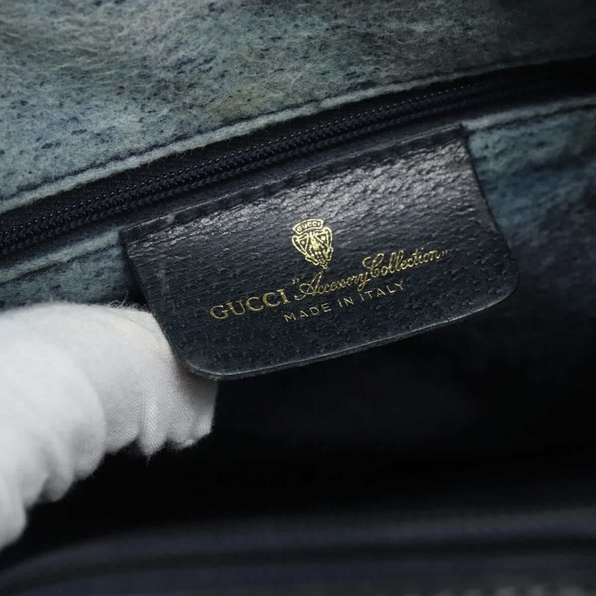 GUCCI GG Supreme Sherry Line Boston Bag PVC Navy Gold 012 3842 39 Auth bs36096