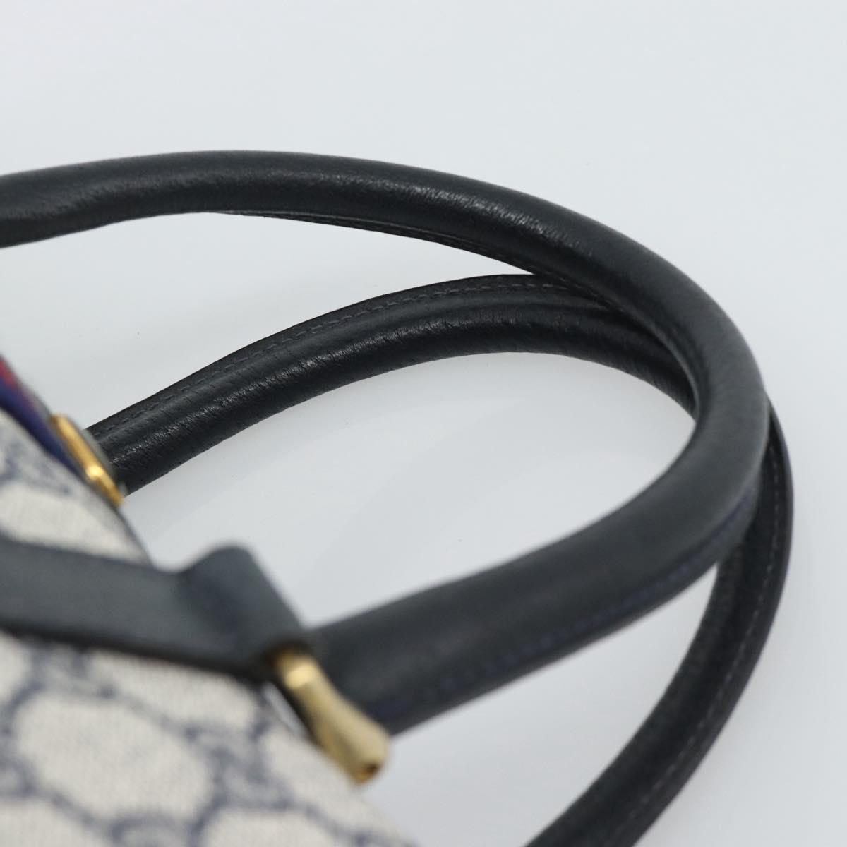 GUCCI GG Supreme Sherry Line Boston Bag PVC Navy Gold 012 3842 39 Auth bs36096