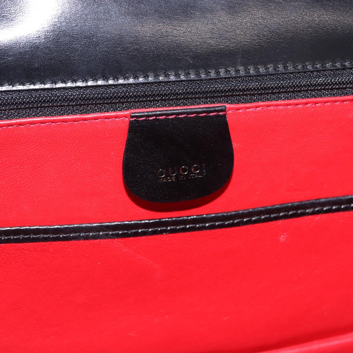 GUCCI Bamboo Hand Bag Leather 2way Black Gold 000 1364 0633 Auth bs36097V