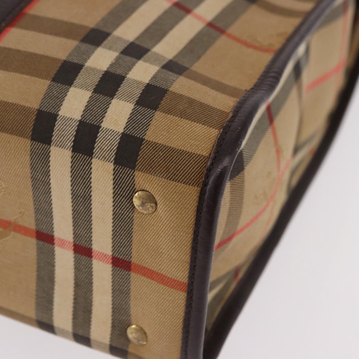 Burberrys Nova Check Tote Bag Canvas Beige Gold Auth bs36098