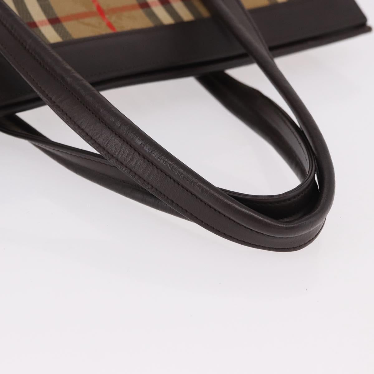 Burberrys Nova Check Tote Bag Canvas Beige Gold Auth bs36098