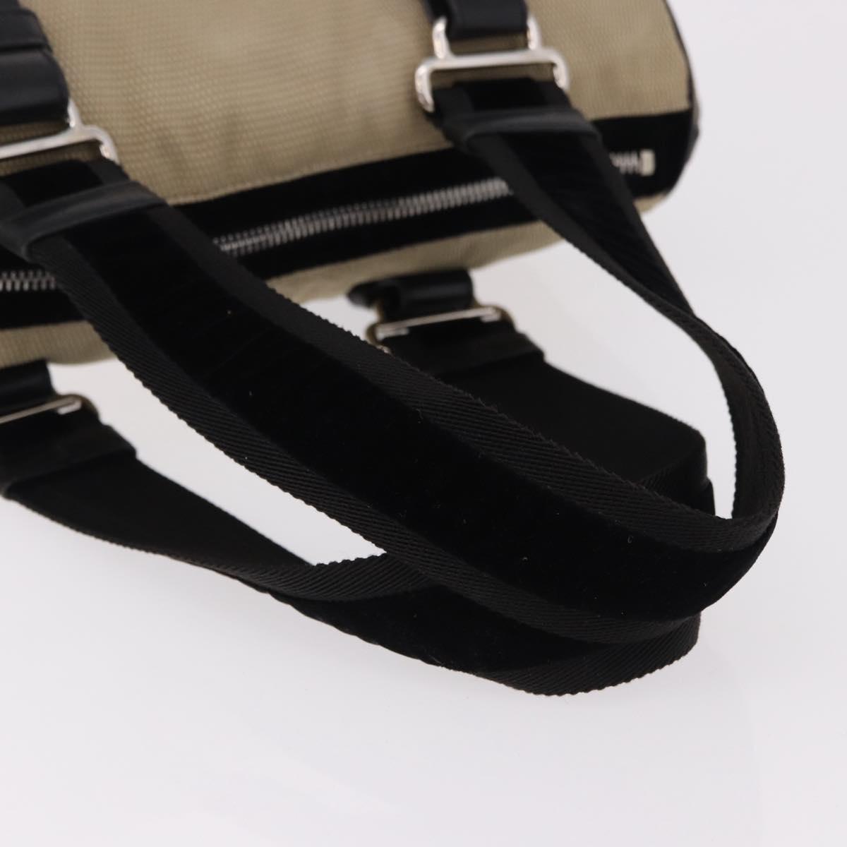 SAINT LAURENT Hand Bag Canvas Beige Silver Auth bs36099A