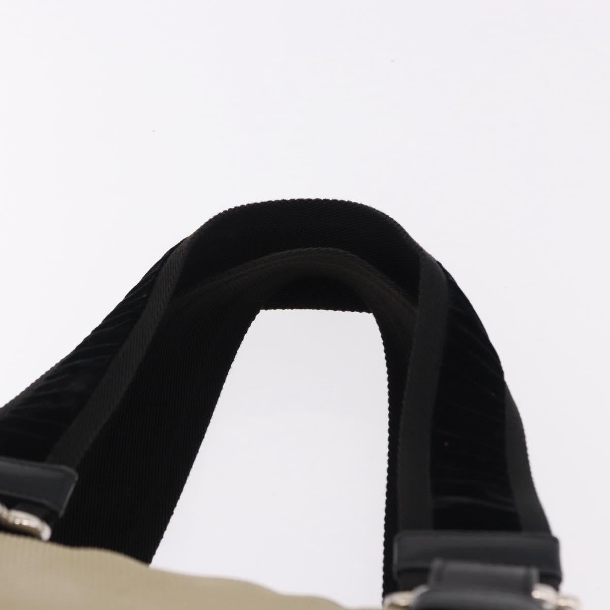 SAINT LAURENT Hand Bag Canvas Beige Silver Auth bs36099A