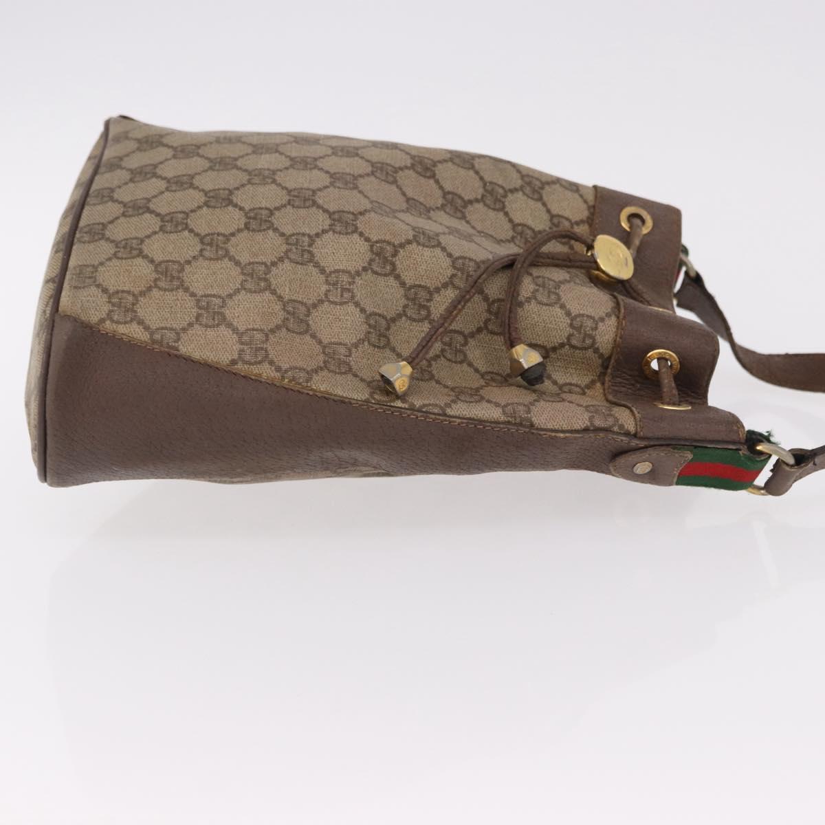 GUCCI GG Supreme Web Sherry Line Bag PVC Beige Gold 164 02 034 Auth bs36100