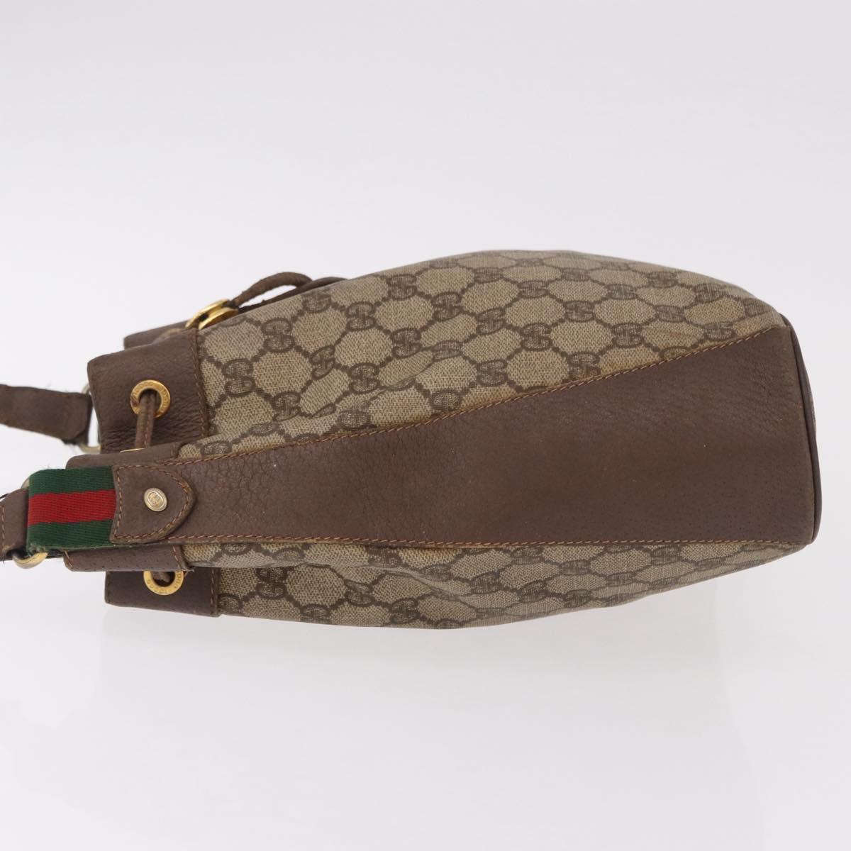 GUCCI GG Supreme Web Sherry Line Bag PVC Beige Gold 164 02 034 Auth bs36100