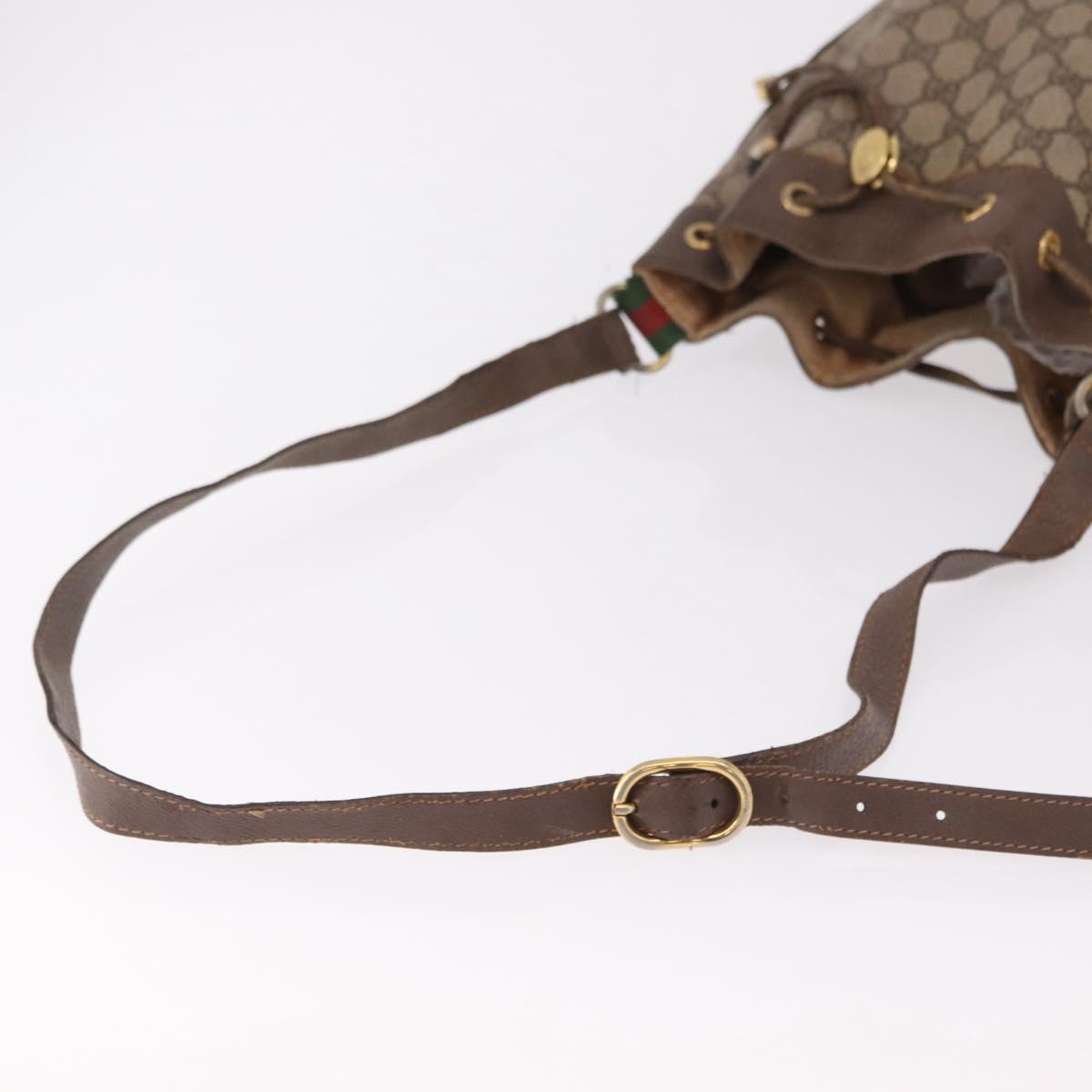 GUCCI GG Supreme Web Sherry Line Bag PVC Beige Gold 164 02 034 Auth bs36100