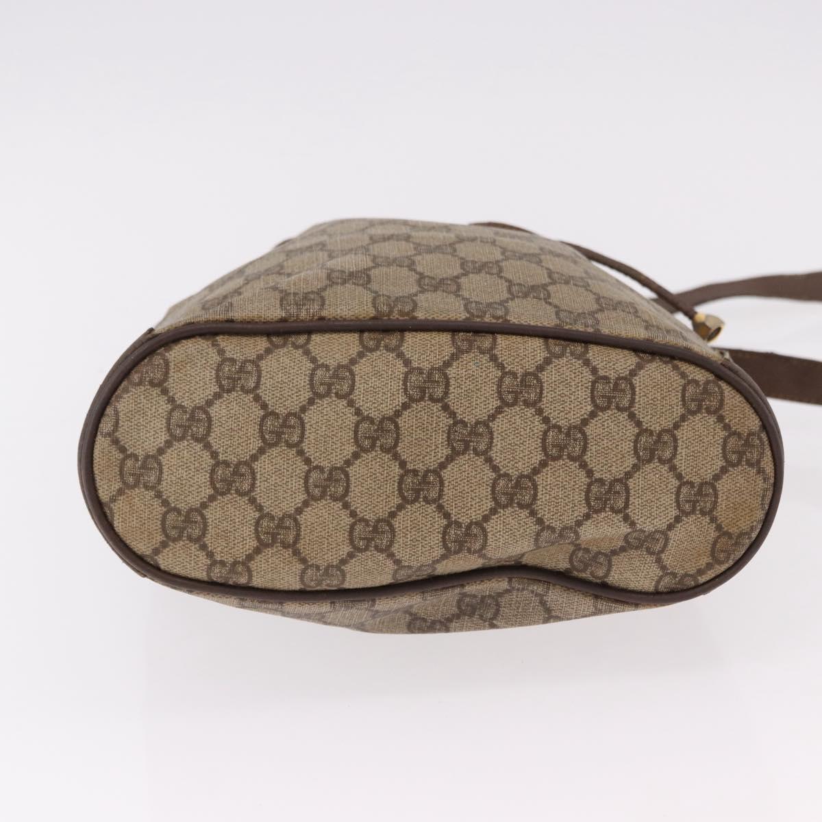 GUCCI GG Supreme Web Sherry Line Bag PVC Beige Gold 164 02 034 Auth bs36100
