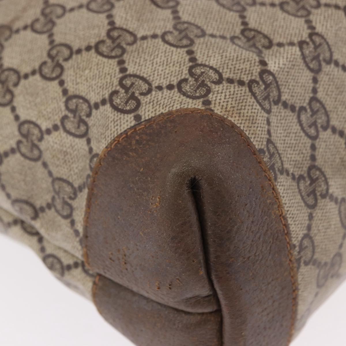 GUCCI GG Supreme Web Sherry Line Tote Bag PVC Leather Beige Auth bs36101