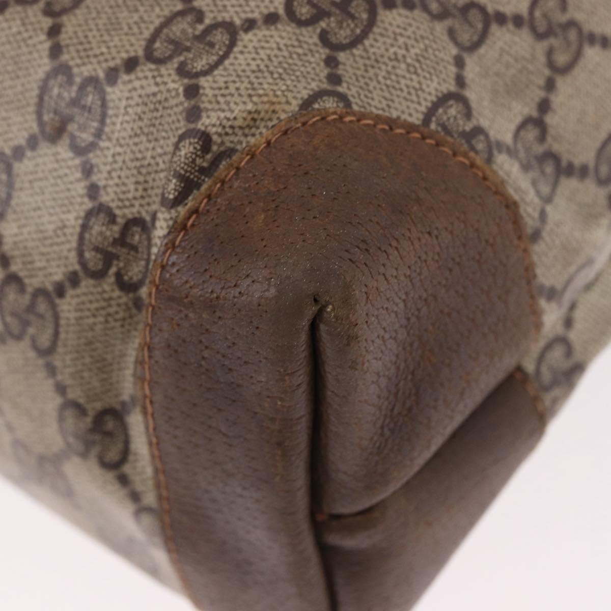GUCCI GG Supreme Web Sherry Line Tote Bag PVC Leather Beige Auth bs36101