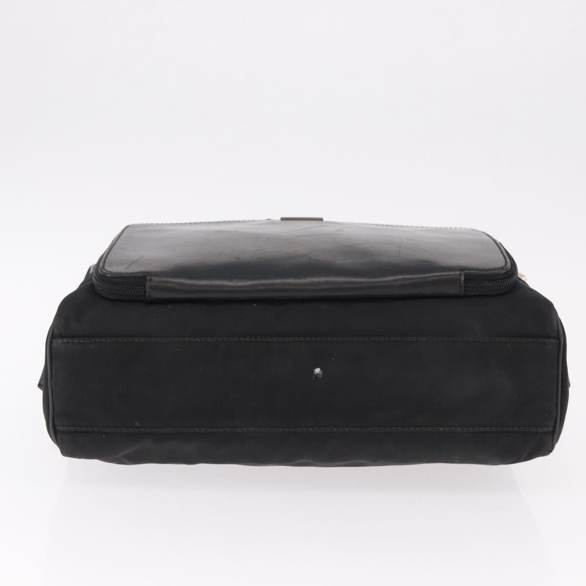 GUCCI Hand Bag Canvas Black Silver Auth bs36102