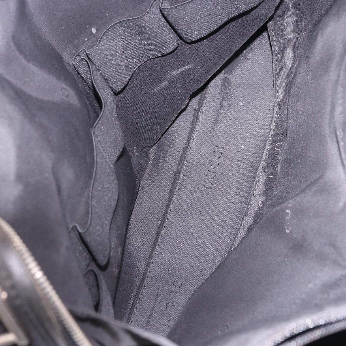 GUCCI Hand Bag Canvas Black Silver Auth bs36102