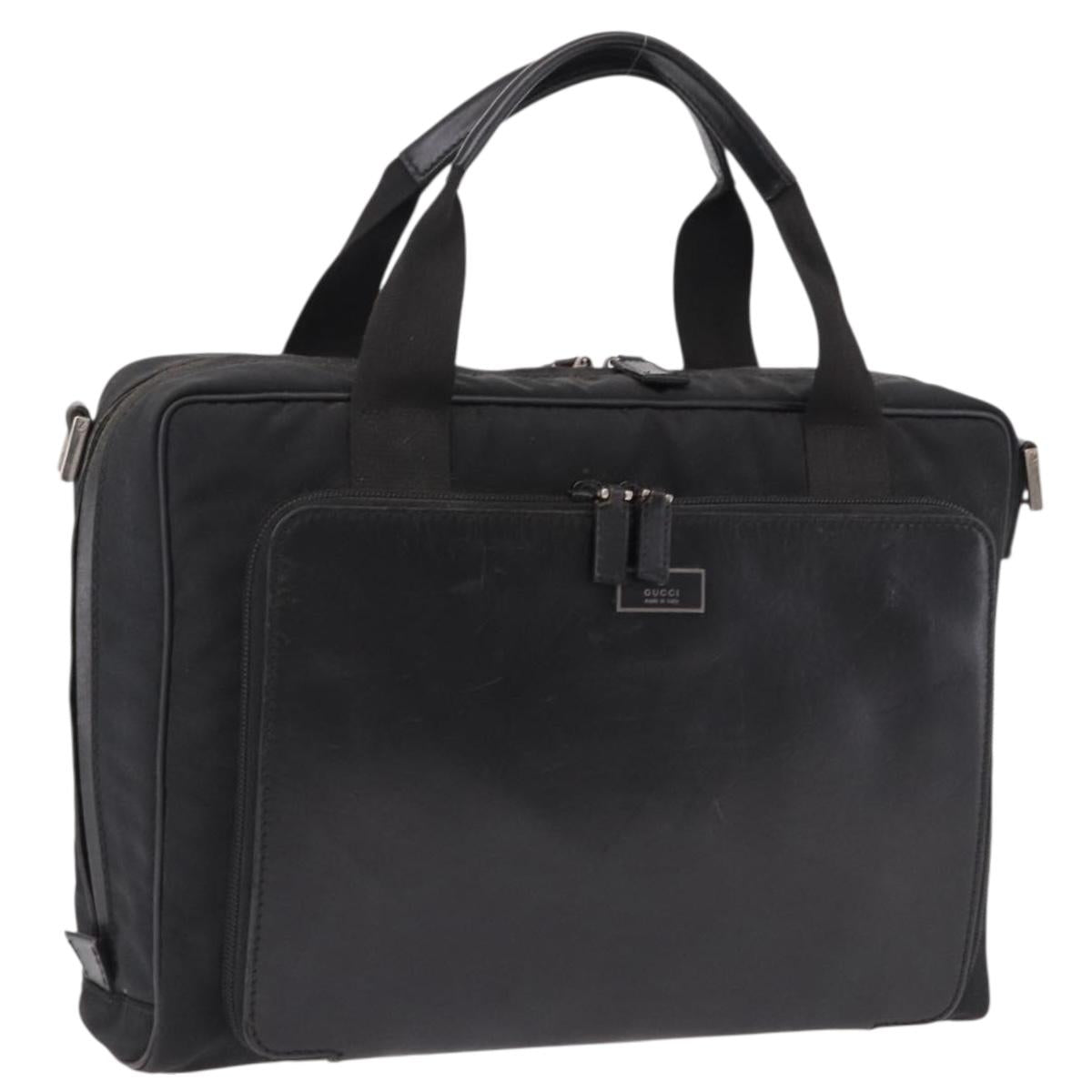 GUCCI Hand Bag Canvas Black Silver Auth bs36102